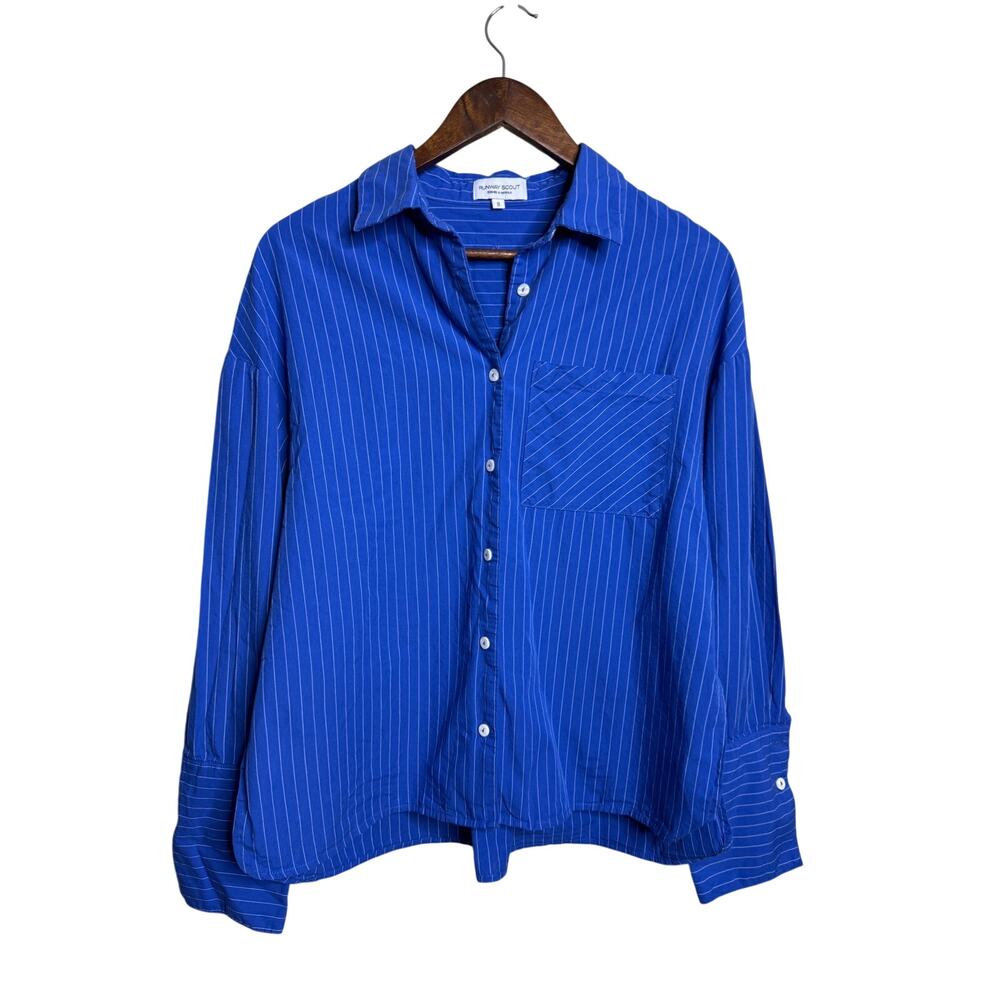Runway Scout Lucia Shirt Cobalt Stripe AU 8 US 4 Oversized Cotton Button Down